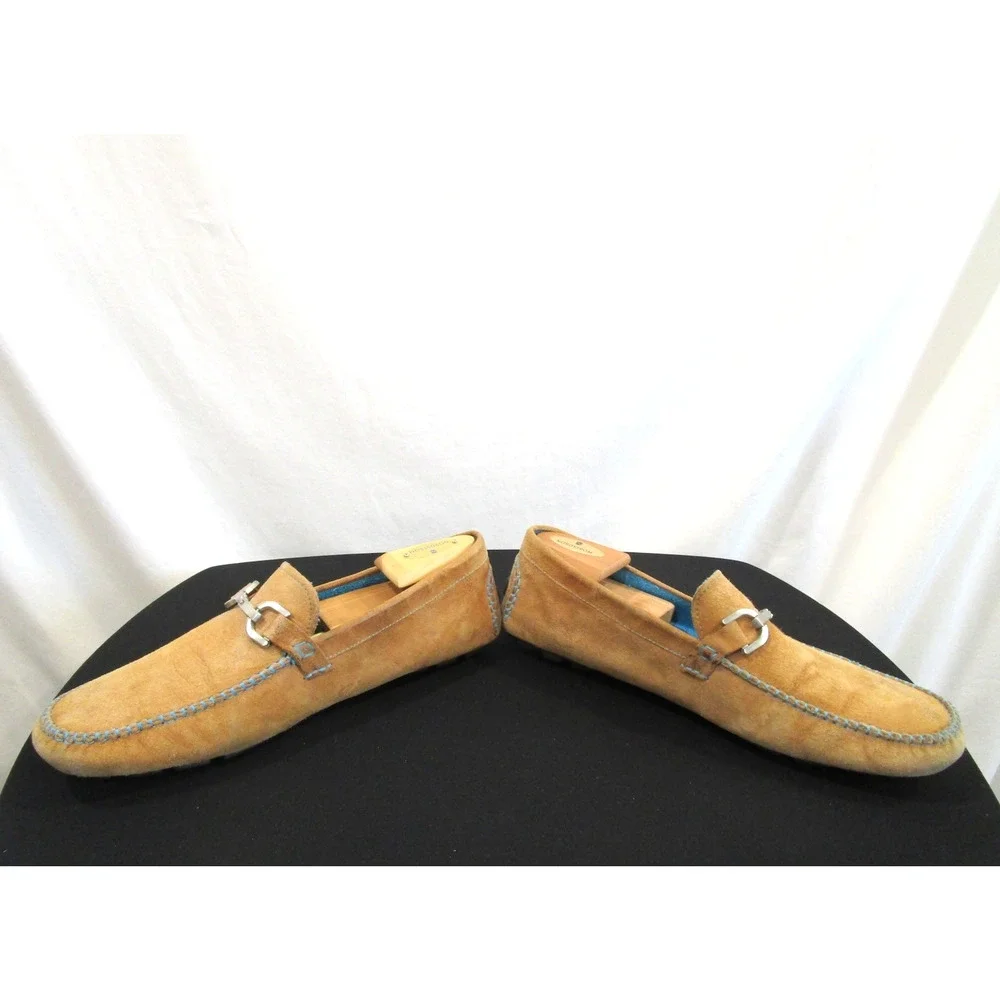 Donald J. Pliner Tan Brown Suede Horsebit Driving Moccasin Loafers Men 11